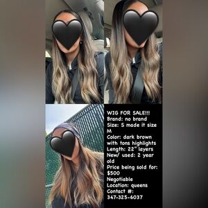 Dark Brown fall wig with Highlights